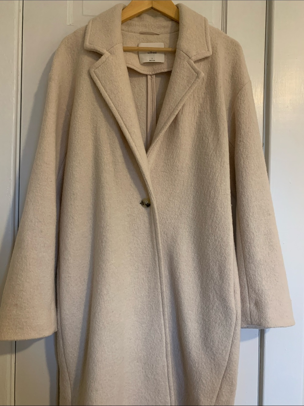 Wilfred | Aritzia Cream Single-Button Wool Coat Size S
